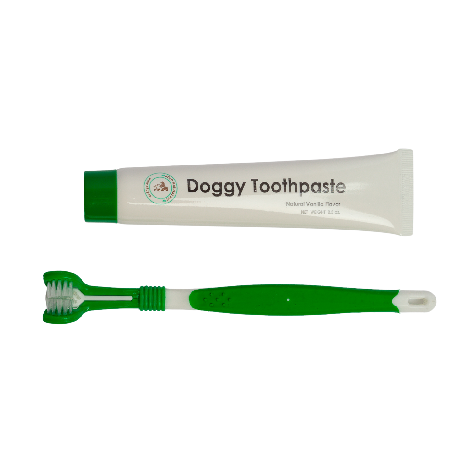 American Pet Supplies dog toothbrush and toothpaste kit with green toothbrush and vanilla flavored toothpaste