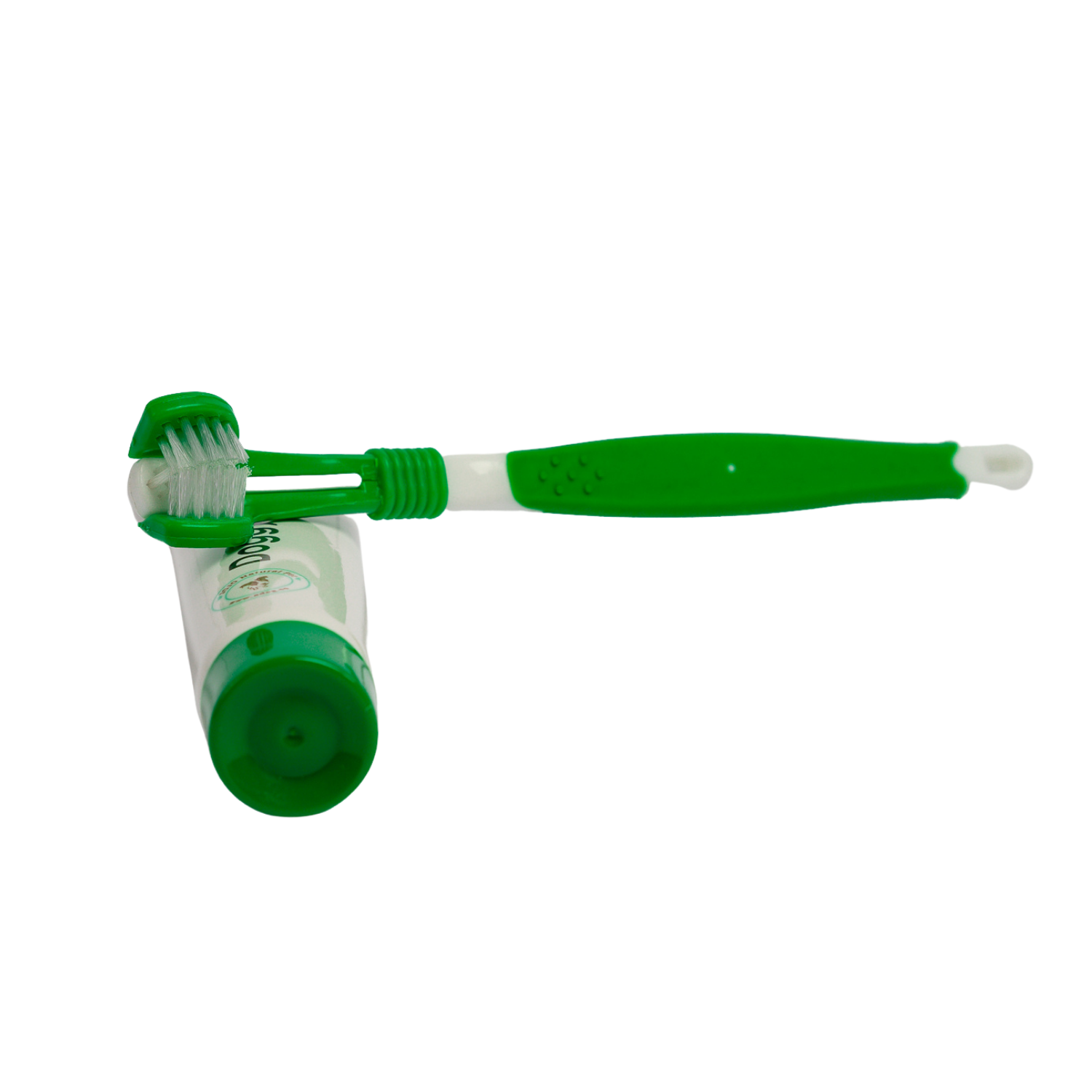 American Pet Supplies dog toothbrush and toothpaste kit with green handle and white bristles