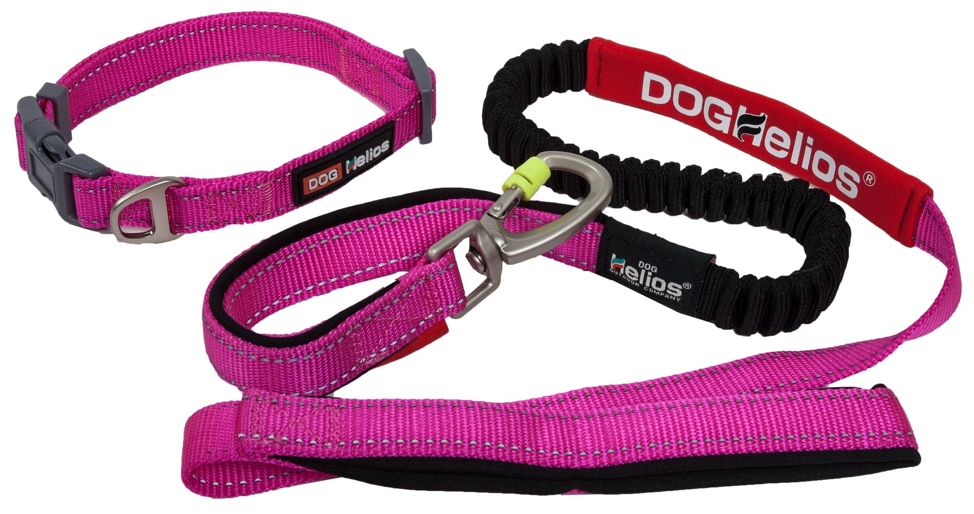 Durable pet leash for active dogs in bright pink with matching collar and secure metal clip