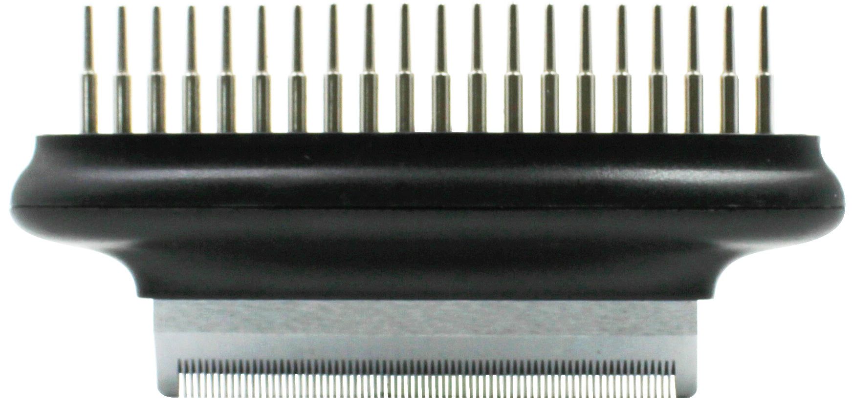 PawCounter.com dual-sided pet rake and deshedder with metal pins and fine teeth for pet grooming