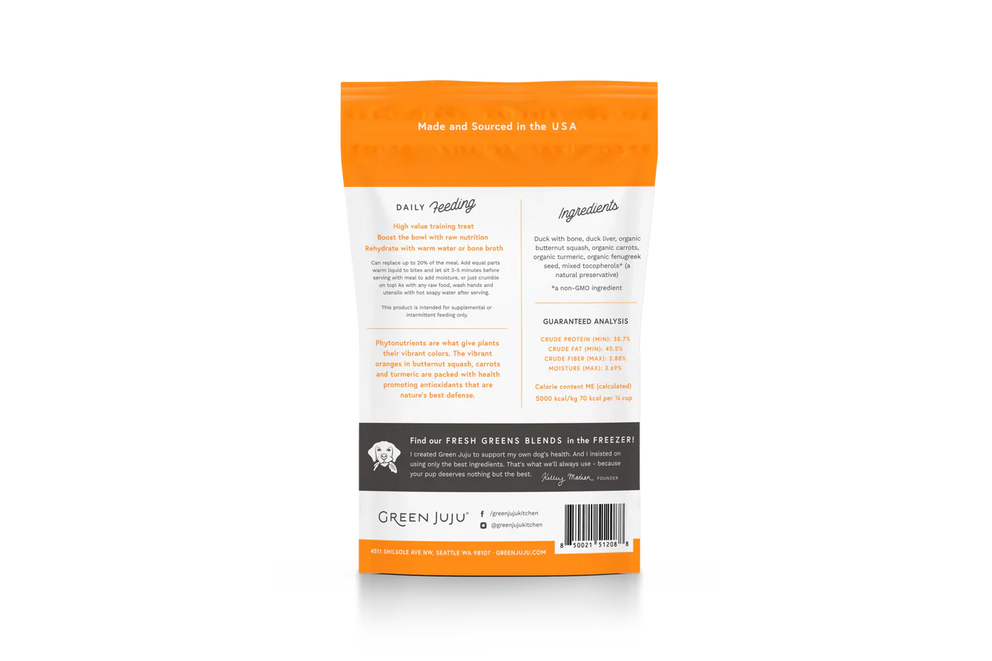 Green Juju Freeze Dried Duck Orange Whole Food Bites (3OZ)