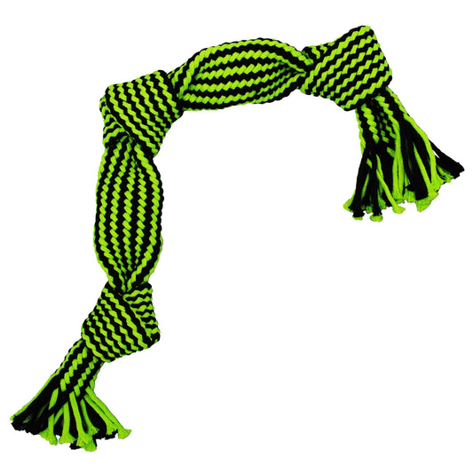 Jolly Pets durable dog chew toy made of sturdy fabric in bright green and black colors for hours of fun