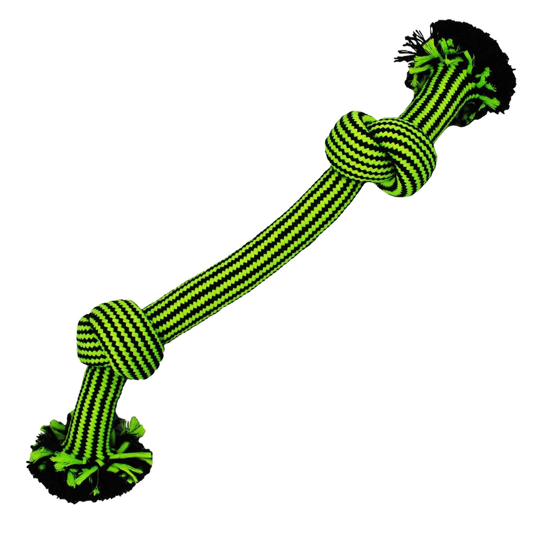 Jolly Pets durable dog chew toy in bright green and black with a sturdy rope design for tough chewers