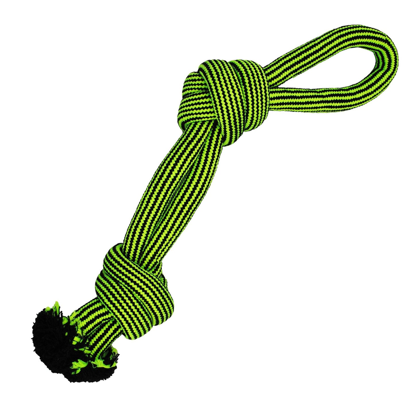 Jolly Pets durable dog chew toy made from tough, bright green and black rope for interactive play
