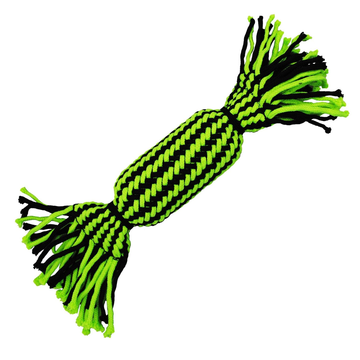 Jolly Pets Durable Dog Chew Toy in vibrant green and black rope design for fun and tough chewing