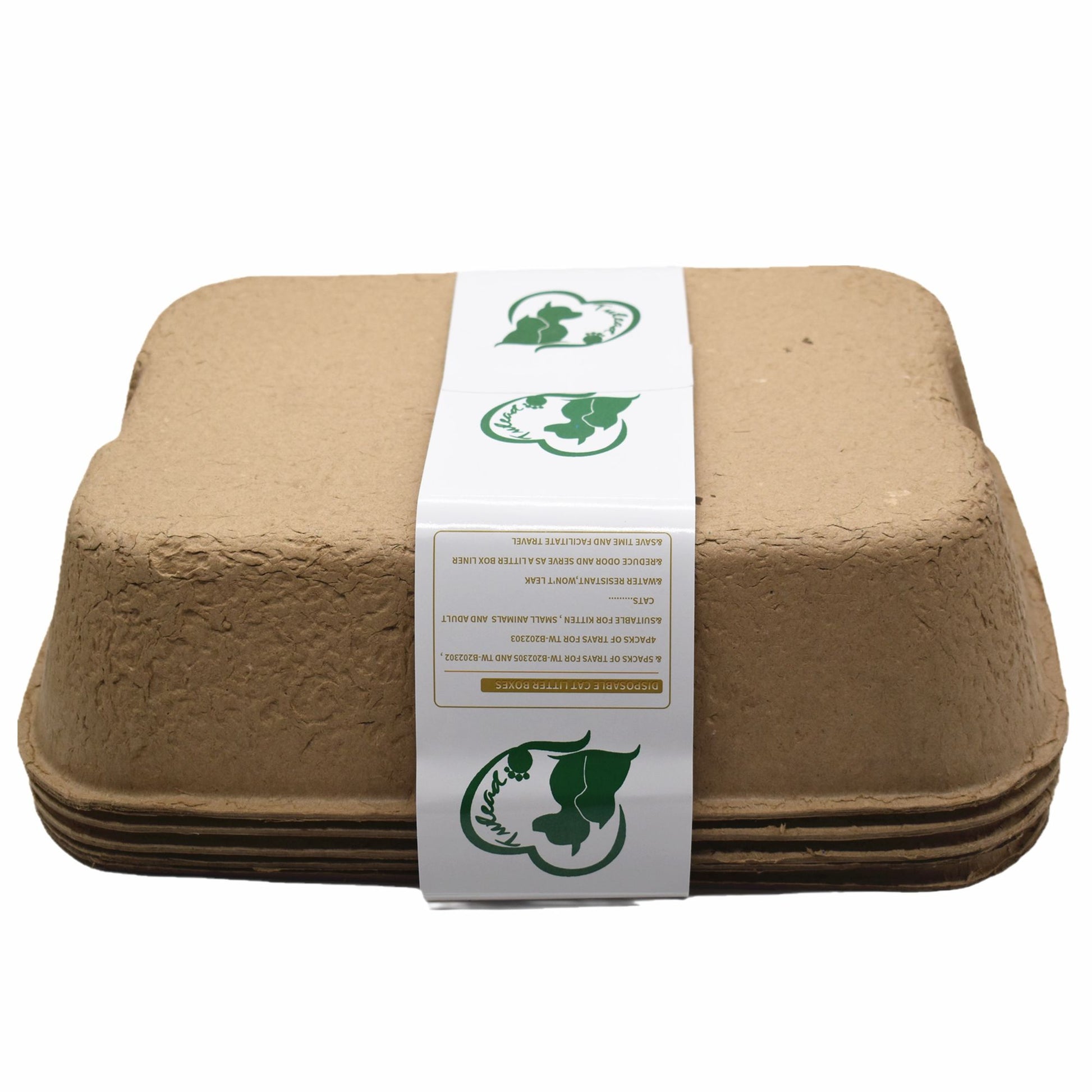 Eco friendly disposable cat litter box made from natural biodegradable materials by PawCounter.com