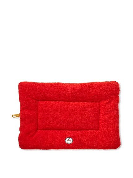 Red eco friendly pet bed mat with soft texture and rectangular shape from PawCounter.com