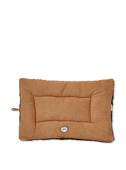 Brown eco-friendly pet bed mat with cushioned surface and PawCounter.com logo
