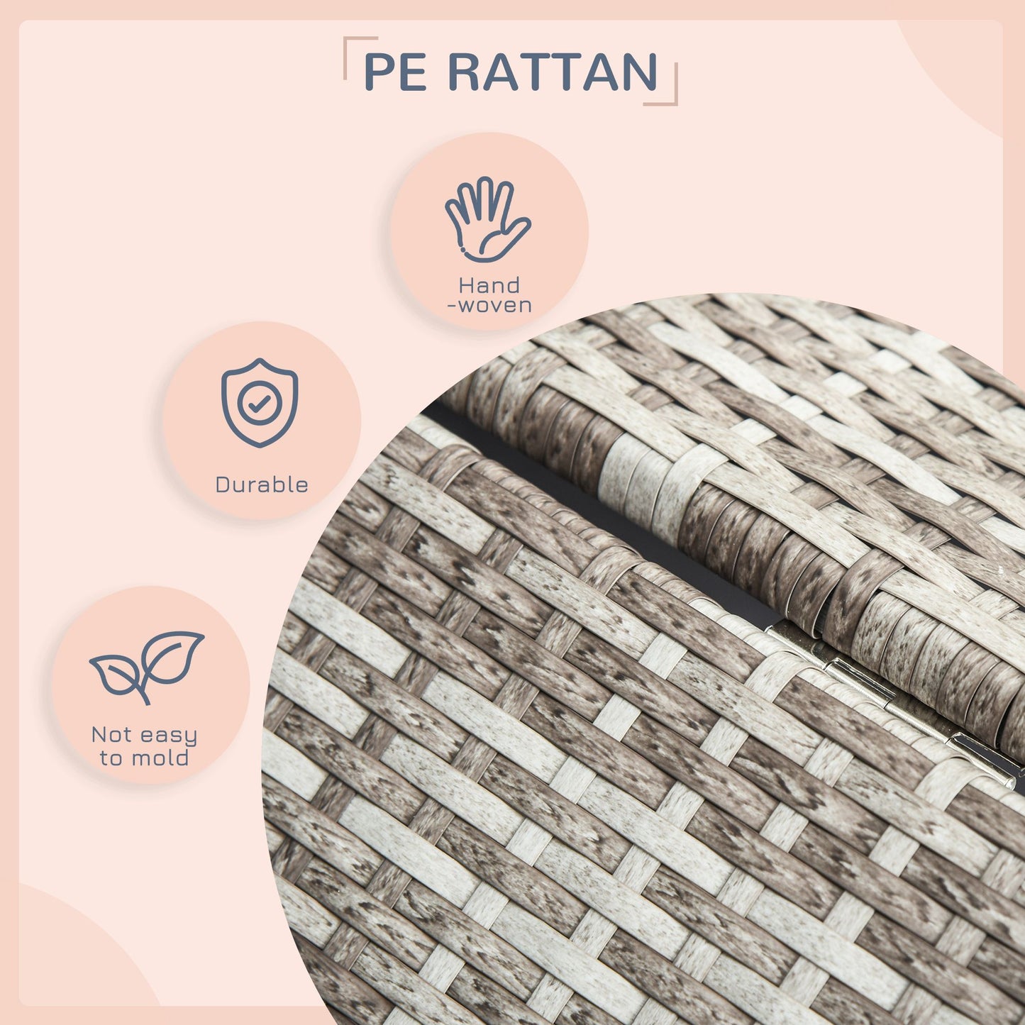 Close-up of hand-woven durable PE rattan material used in elevated wicker dog house from PawCounter.com
