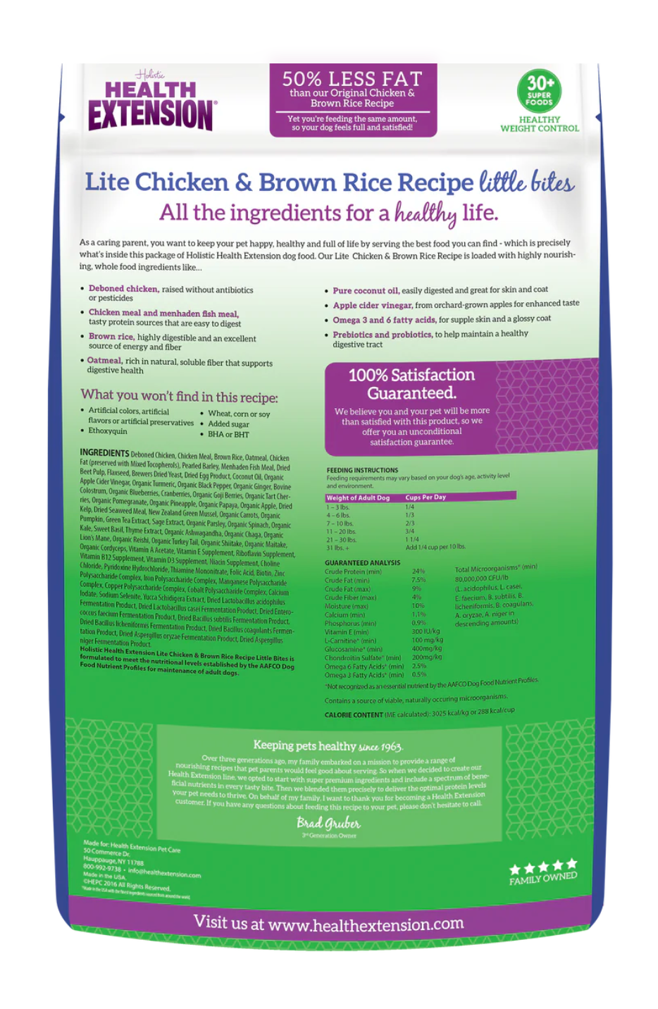 Health Extension Lite Chicken and Brown Rice Dog Food with 50% less fat and all-natural ingredients