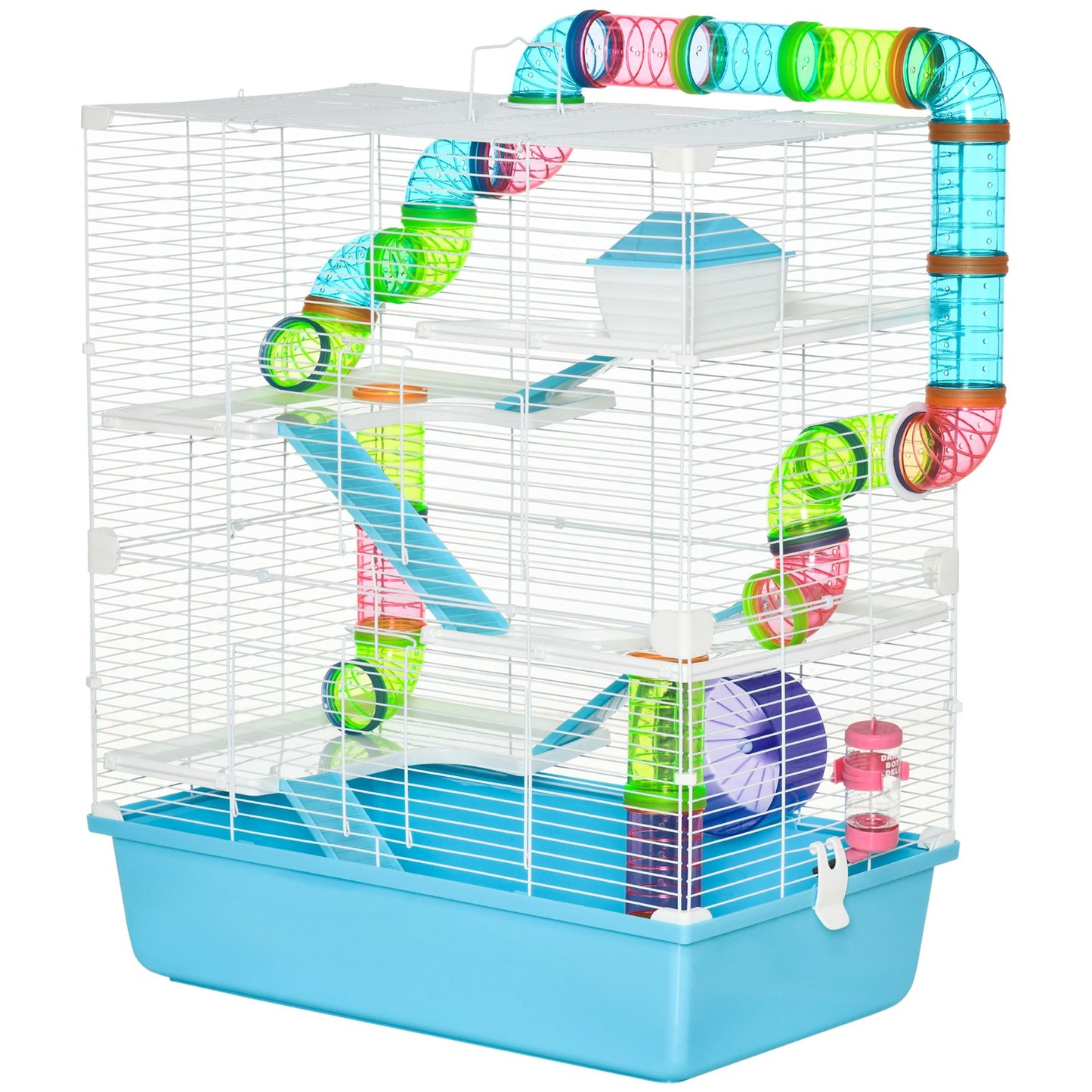 Extra large hamster cage with tunnels featuring multiple levels and colorful climbable structures