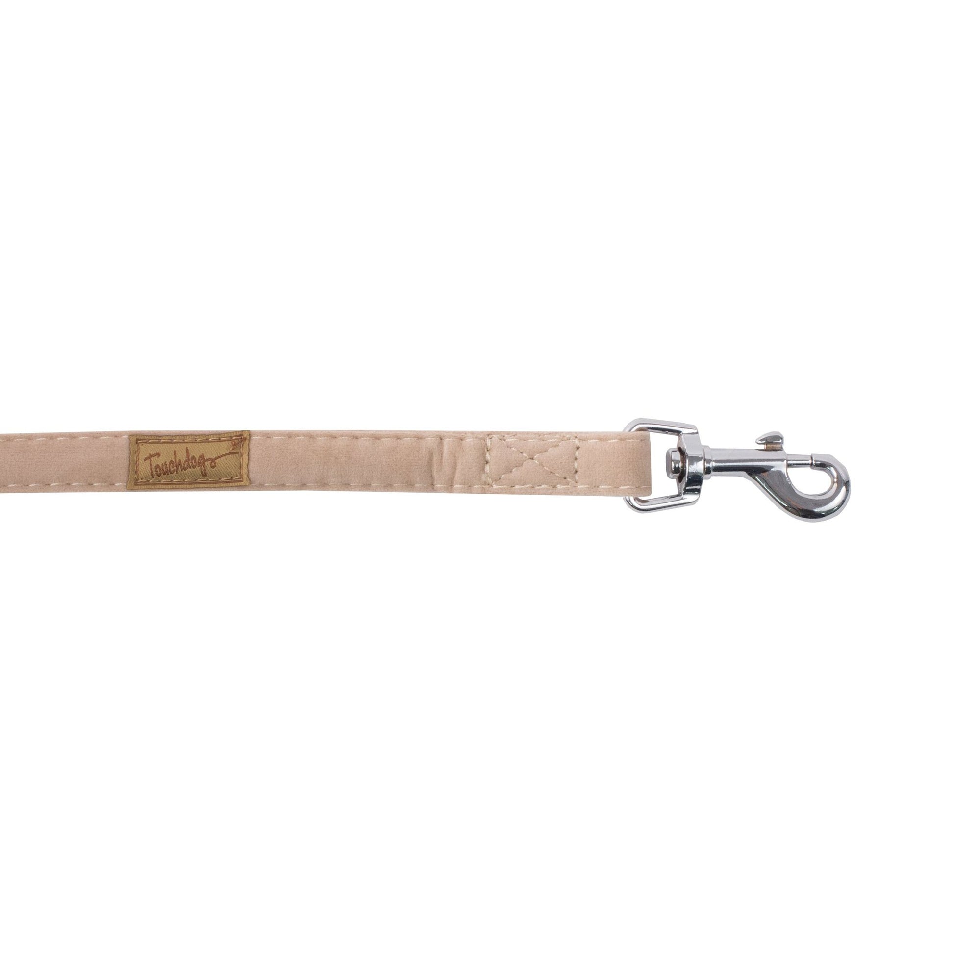 Beige nylon leash with metal clasp from fashion dog harness leash set by PawCounter.com
