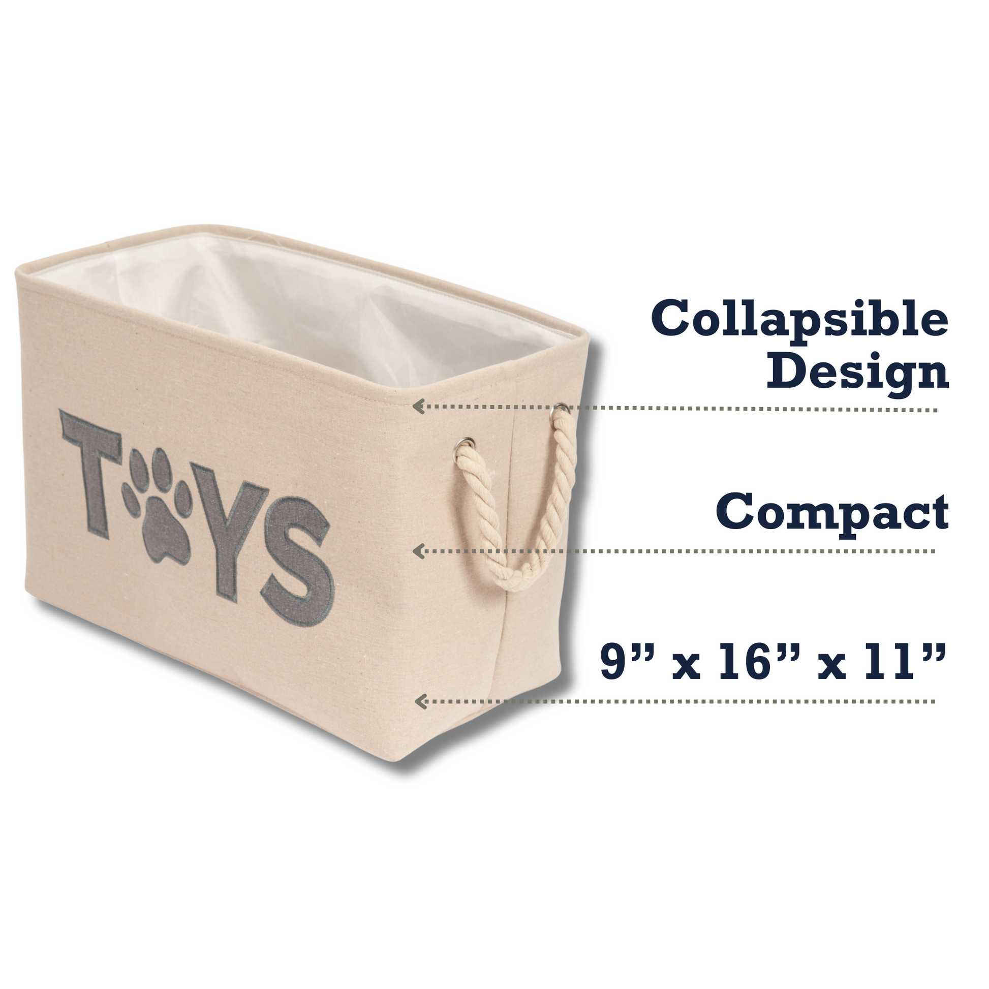 American Pet Supplies foldable dog toy storage bin with collapsible design and rope handles