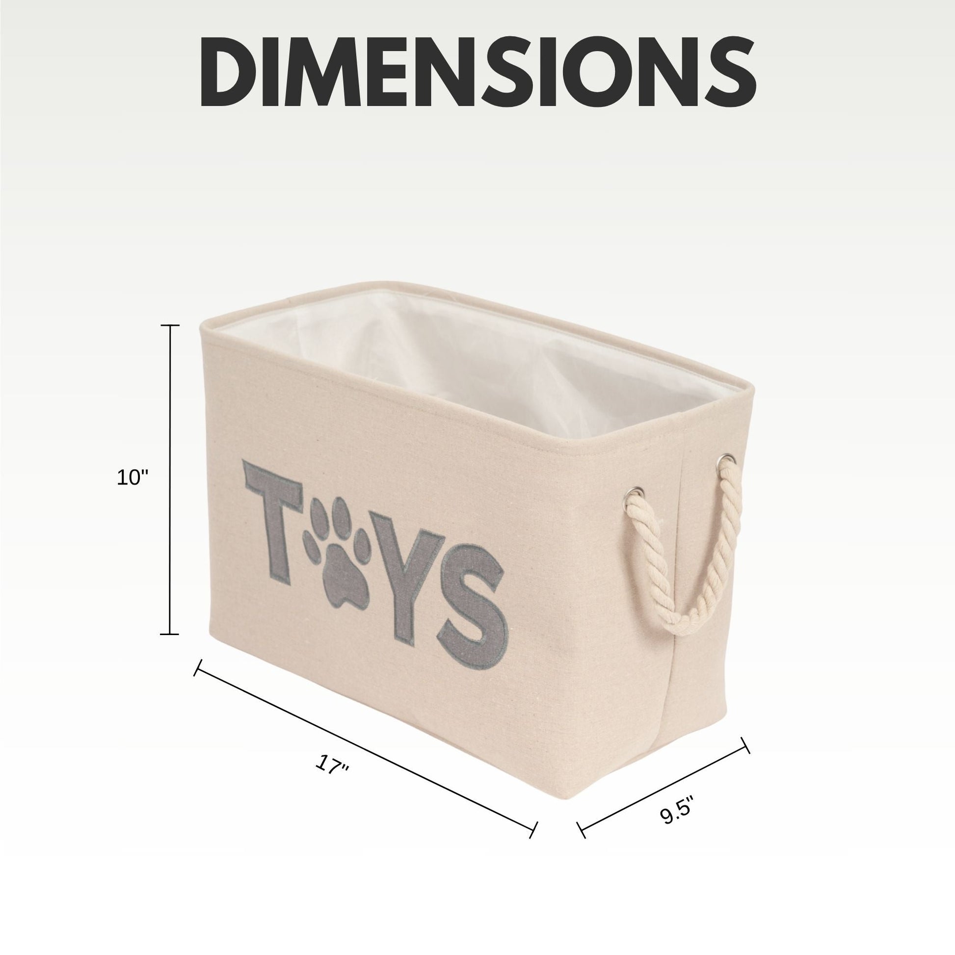 American Pet Supplies foldable dog toy storage bin beige with rope handles and toys print