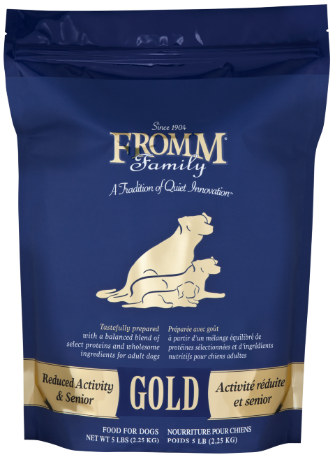 Fromm Family Gold dry dog food bag for reduced activity and senior dogs senior dog food for reduced activity
