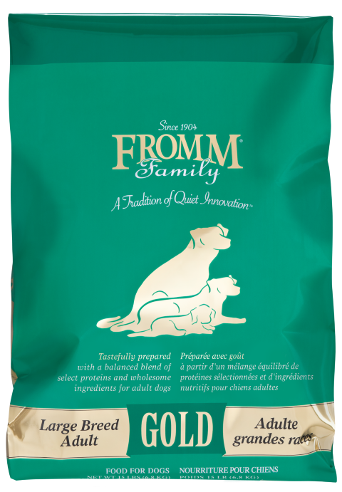 The Family Pet large breed chicken dog food Fromm Family Gold dry dog food bag