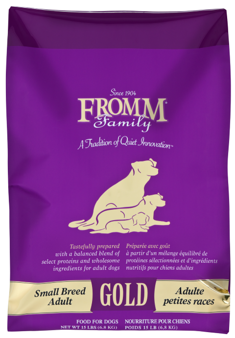 Fromm Family Gold dry dog food bag for small breed adult dog food with balanced nutrition