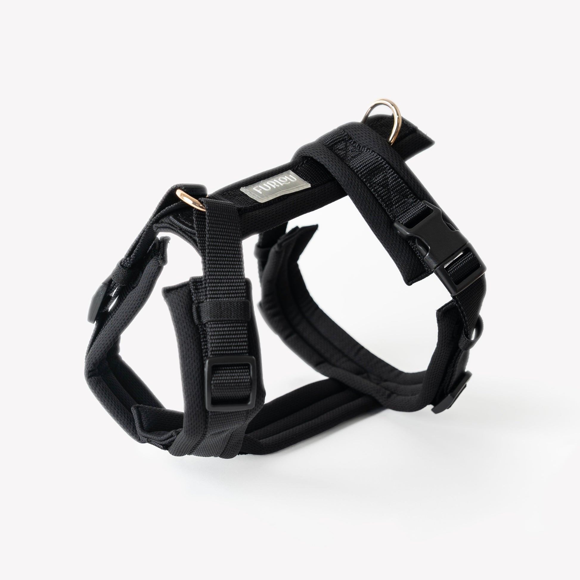 FURLOU black comfort dog harness with adjustable straps and sturdy construction for a secure fit