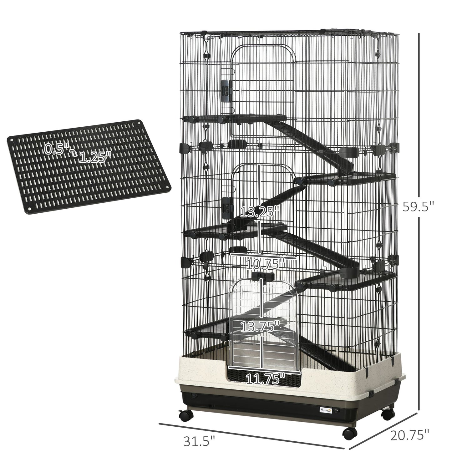 6 tier small animal cage by PawCounter.com with ramps and large wire mesh for small pets