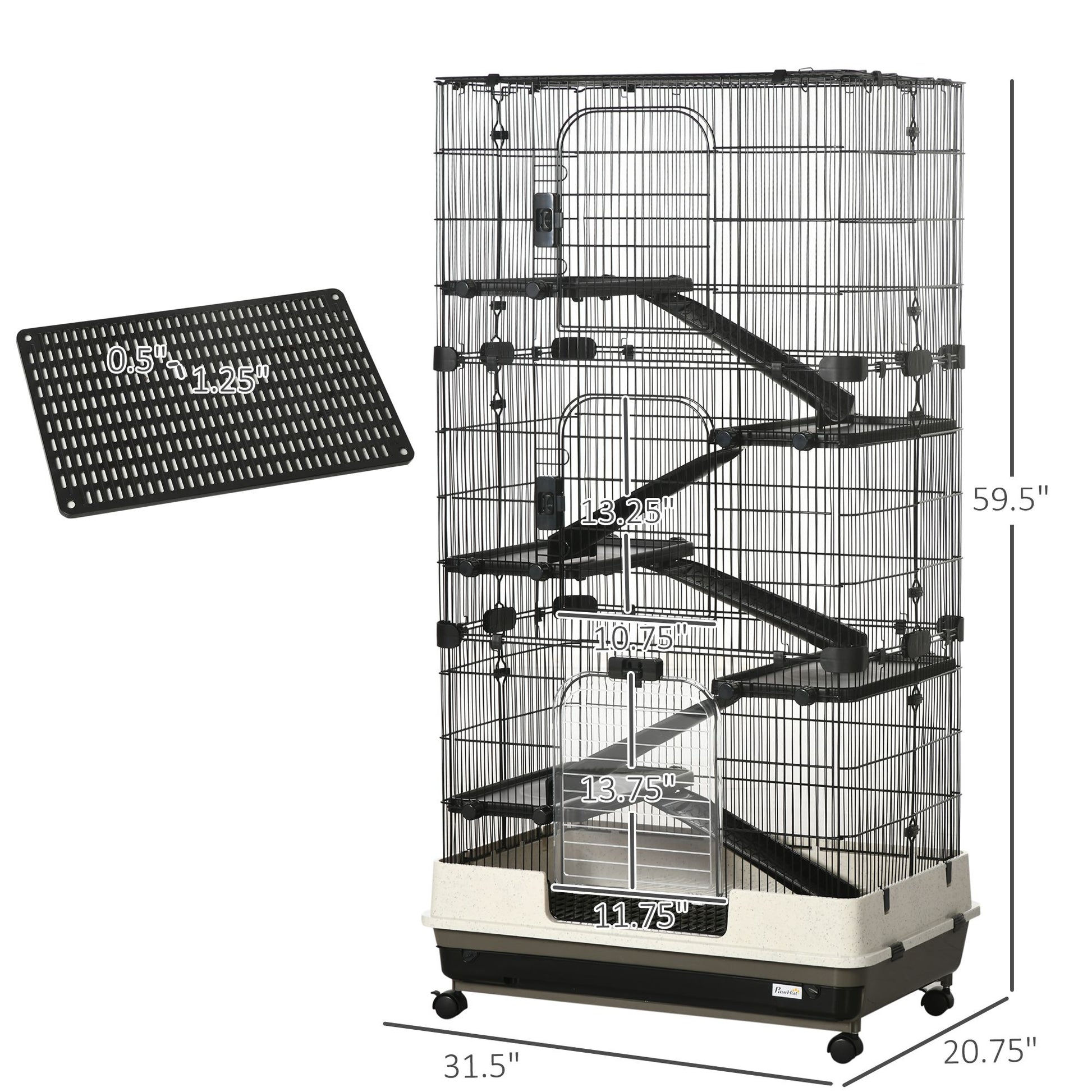 6 tier small animal cage by PawCounter.com with ramps and large wire mesh for small pets