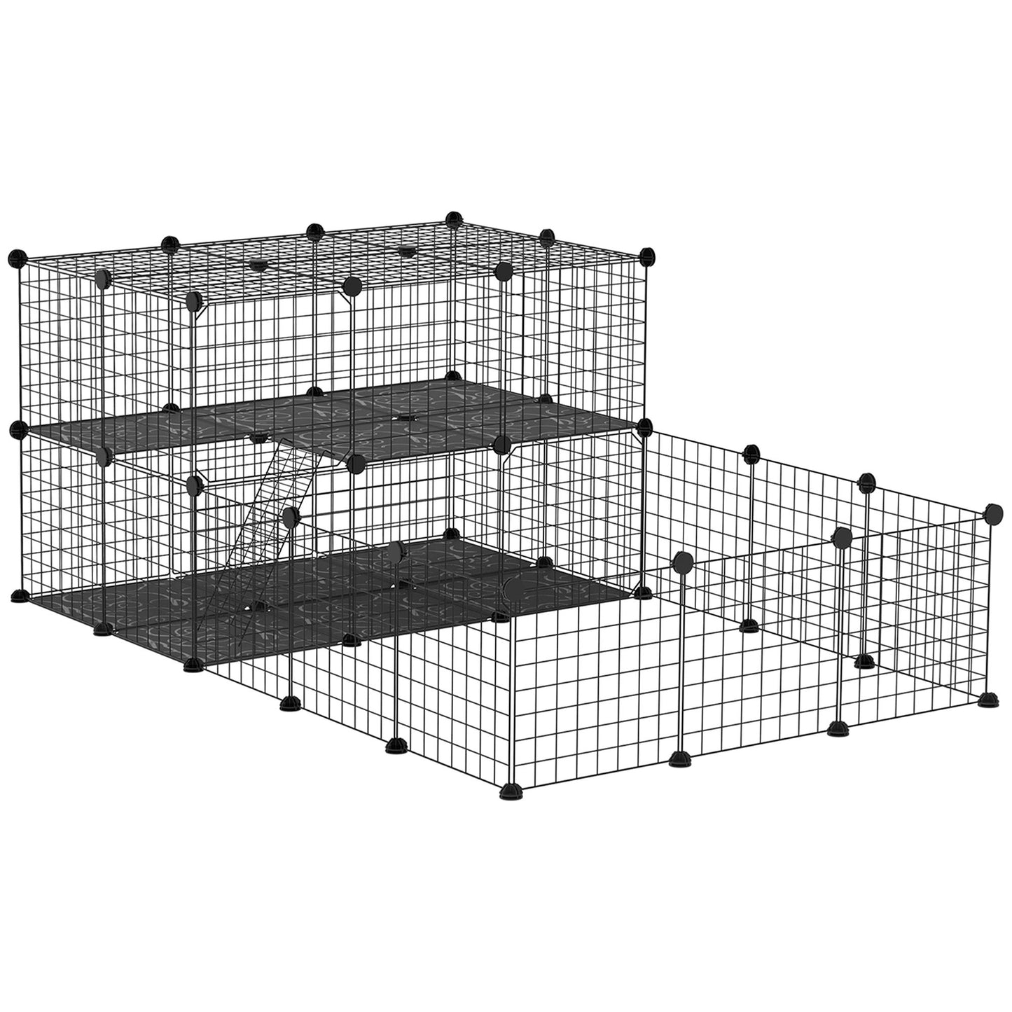 Spacious guinea pig playpen with door offering multiple levels for pets to explore and play safely