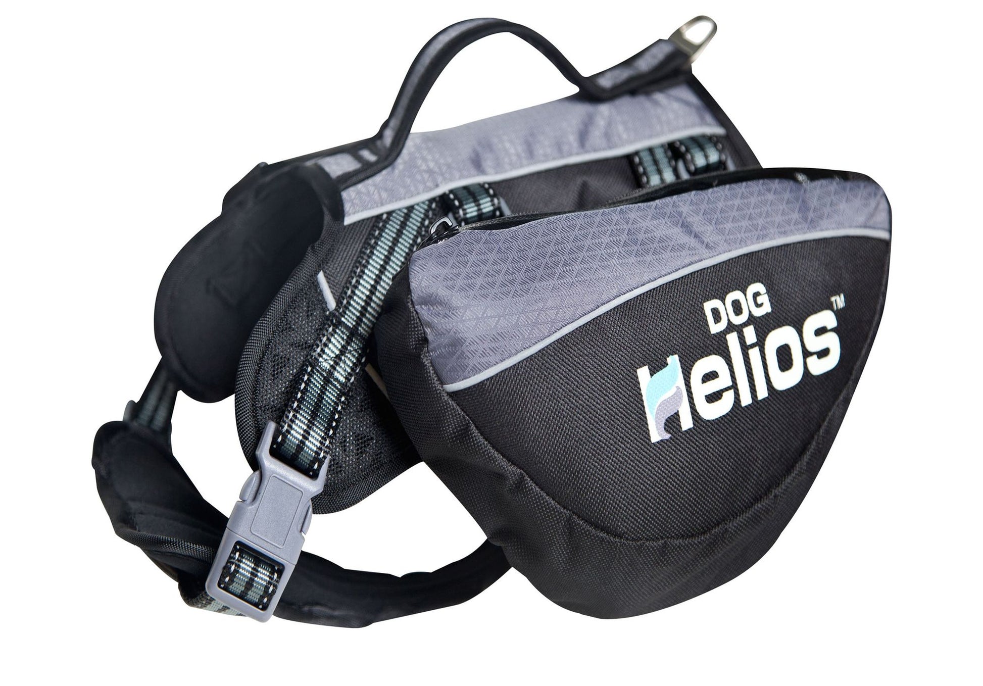 Helios dog black and gray 3-in-1 dog backpack with adjustable straps and padded handle
