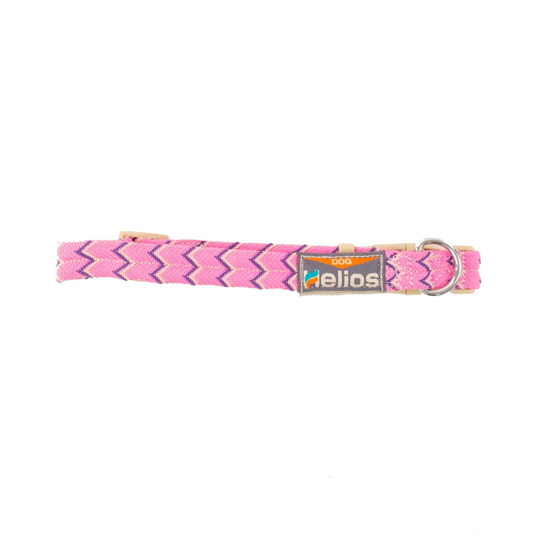 Pink dog collar with zigzag pattern from PawCounter.com featuring 3M reflective pet leash material