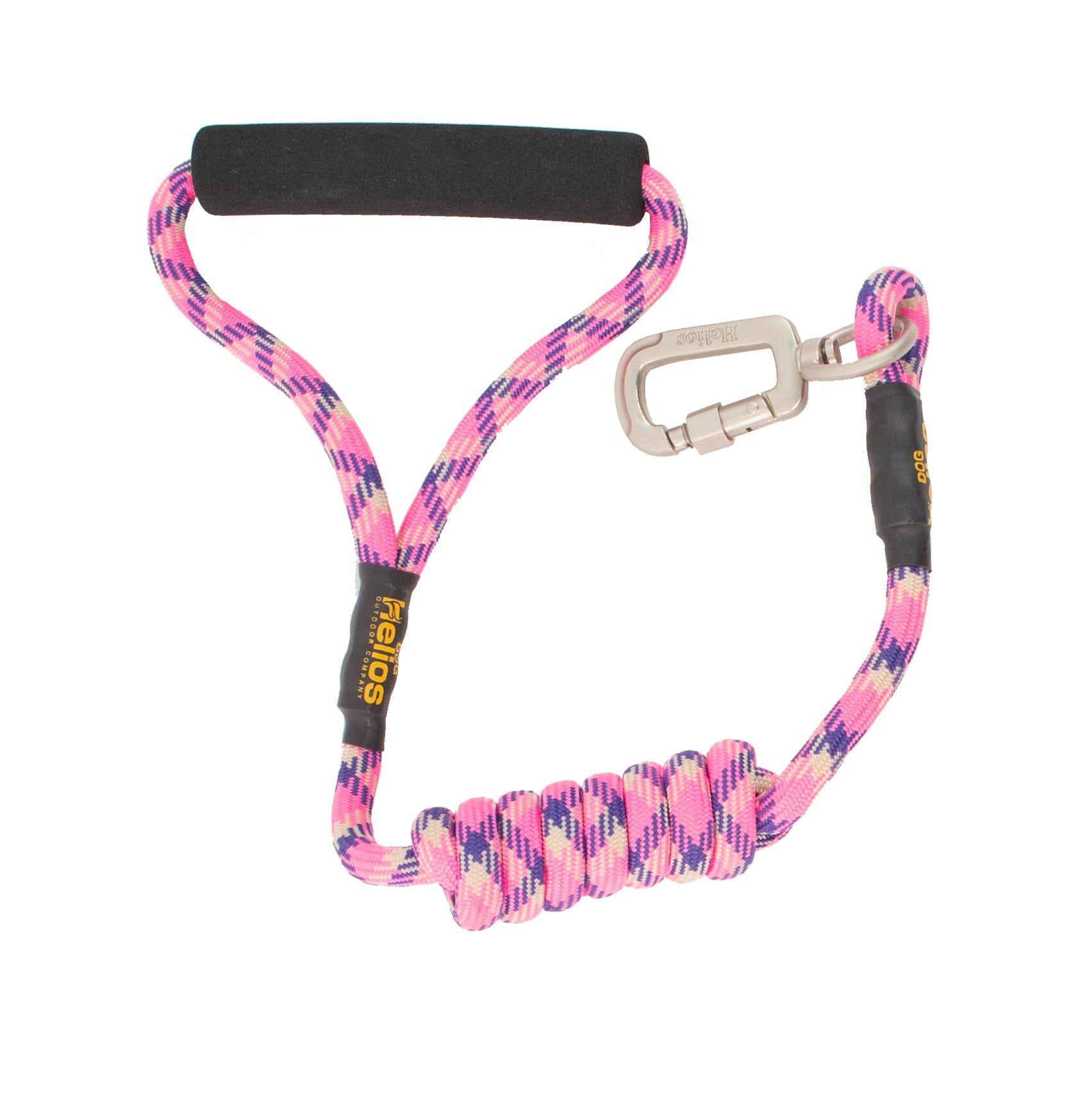 Pink and purple 3M reflective pet leash with padded handle and metal clasp by PawCounter.com