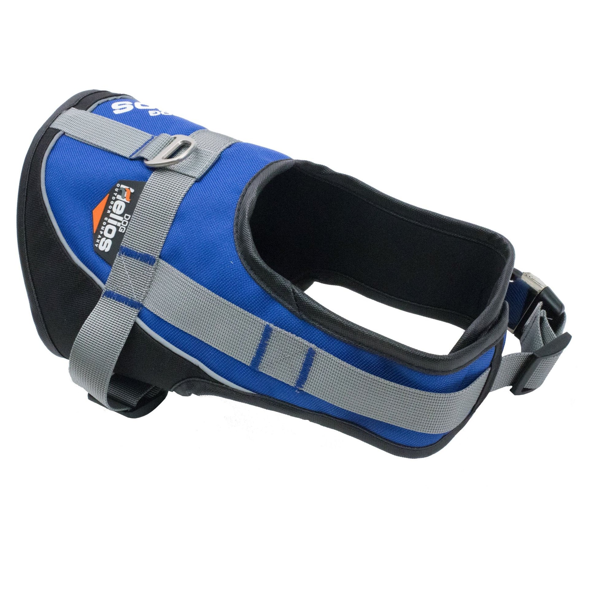 Blue and black reflective dog harness and leash set with adjustable grey straps from PawCounter.com