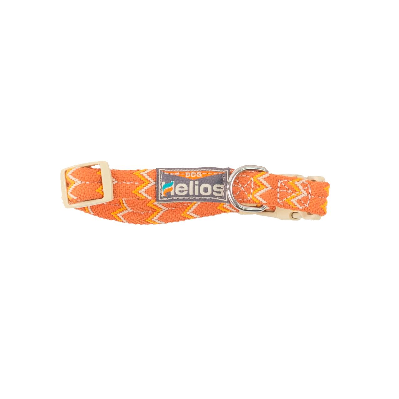 Orange reflective pet leash and collar with zigzag pattern and metal buckle from PawCounter.com shop now