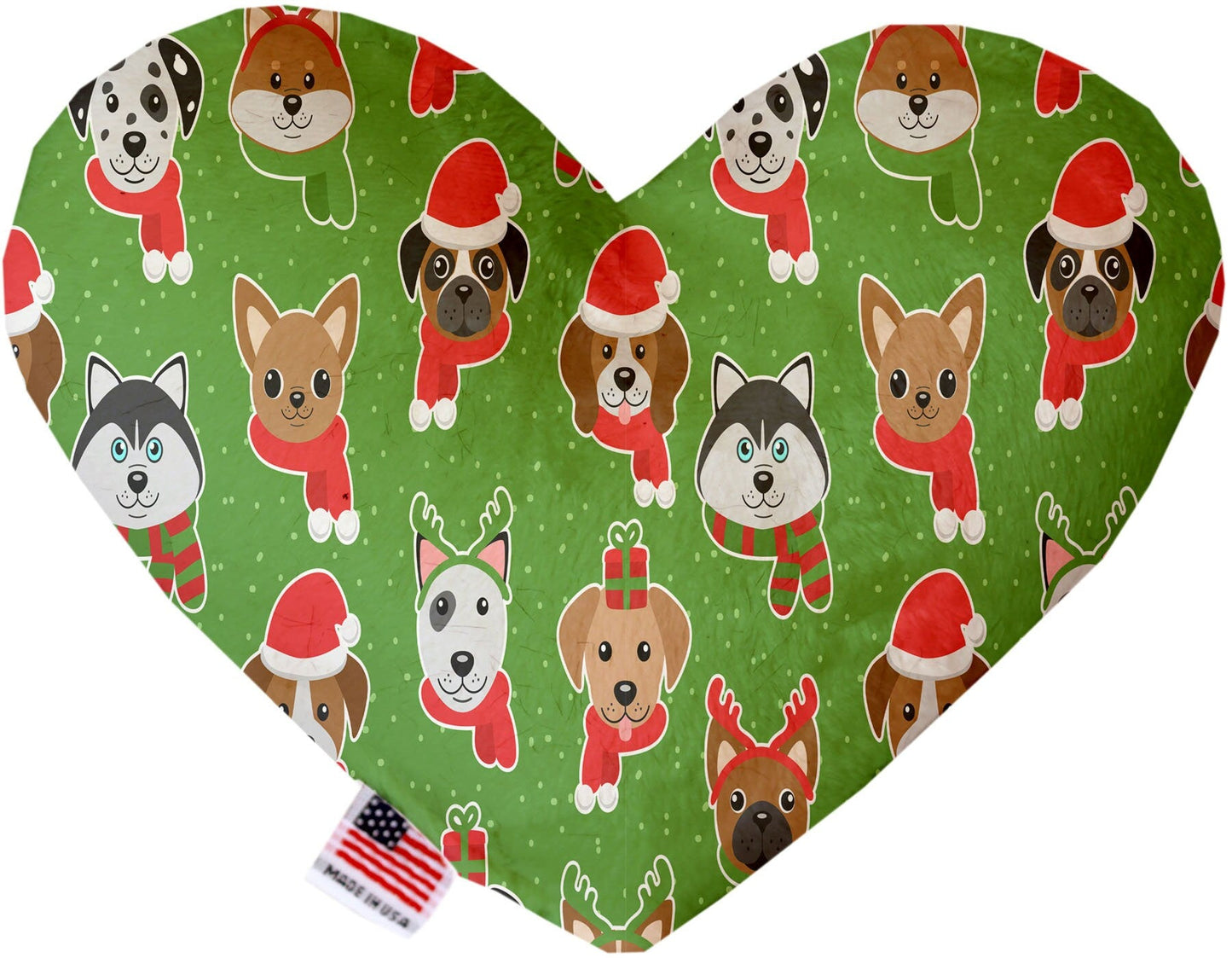 Christmas Pet and Dog Plush Heart or Bone Toy, "Holiday Friends Group" (Available in different sizes, and 7 different patterns!)