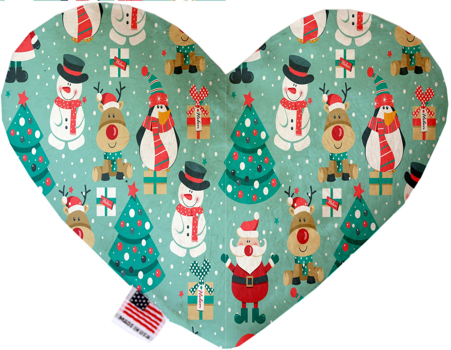 Christmas Pet and Dog Plush Heart or Bone Toy, "Holiday Friends Group" (Available in different sizes, and 7 different patterns!)