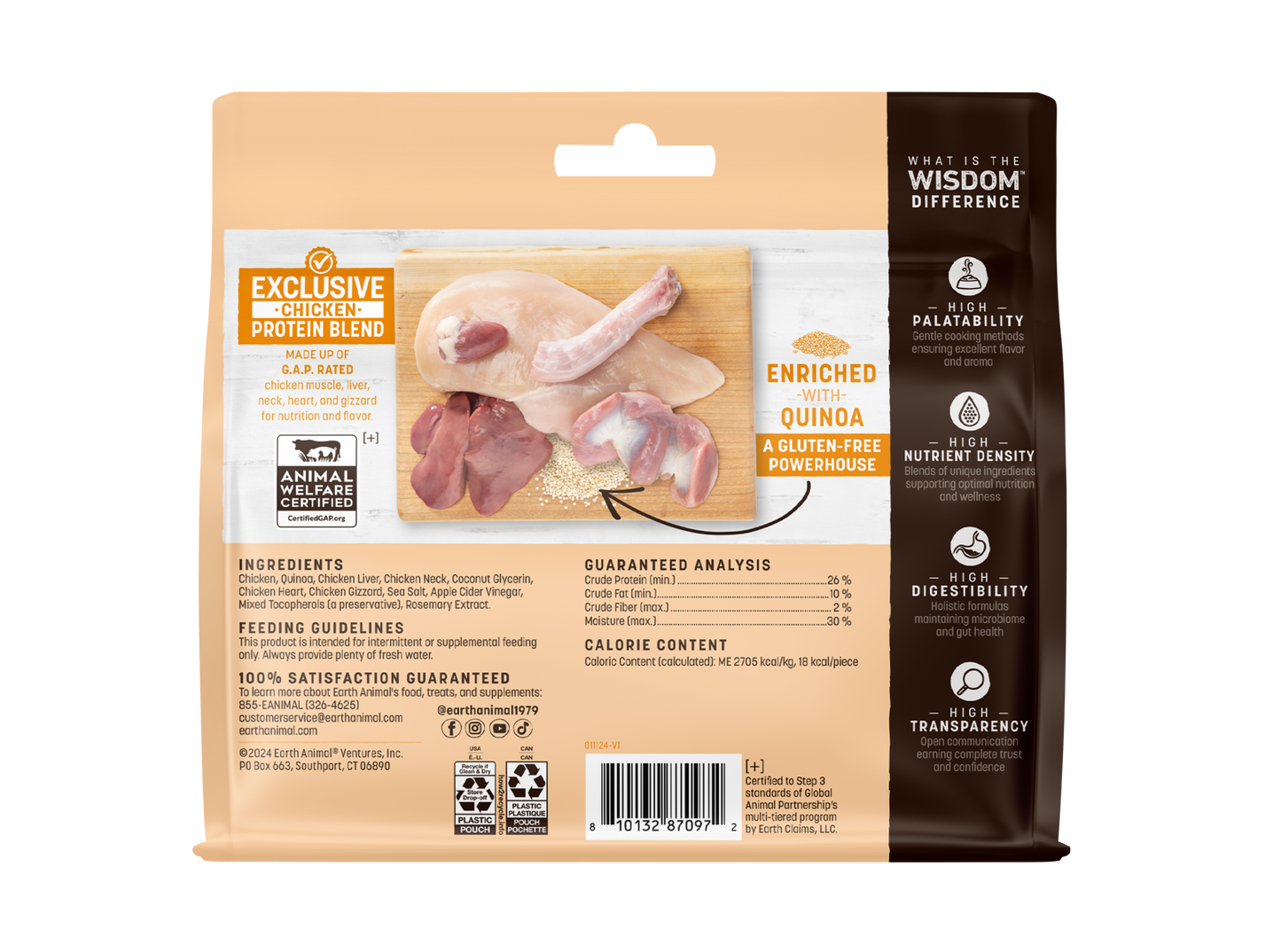Earth Animal Wisdom Air Dried Chicken Jerky Dog Treats (4oz)