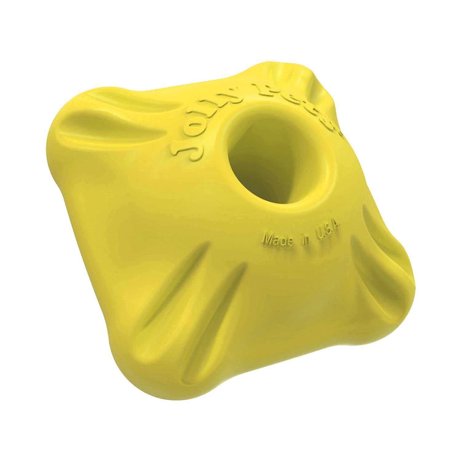 Jolly Chew Squarble dog toy in yellow for interactive play and chewing fun