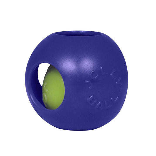 Jolly Pets Dog Teaser Ball Toy in Purple with a Green Ball inside for Interactive Play