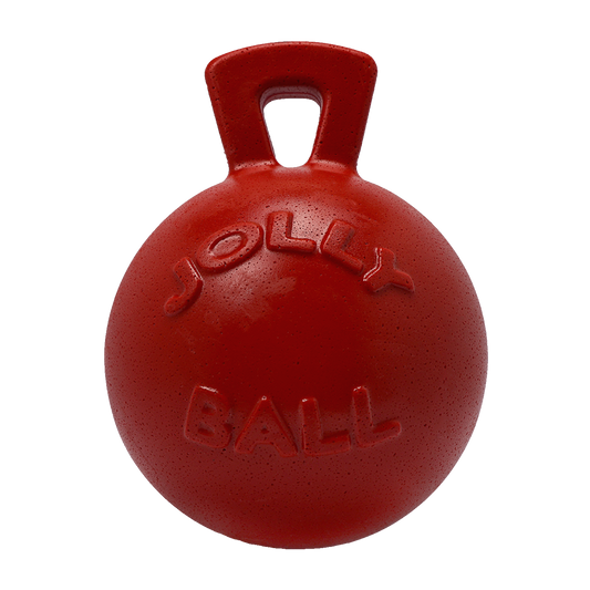 Jolly Pets Red Jolly Ball as a durable dog tug and toss toy for outdoor play