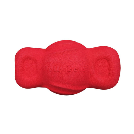 Jolly Tuff Teeter for dogs in red, durable toy perfect for interactive play and outdoor fun
