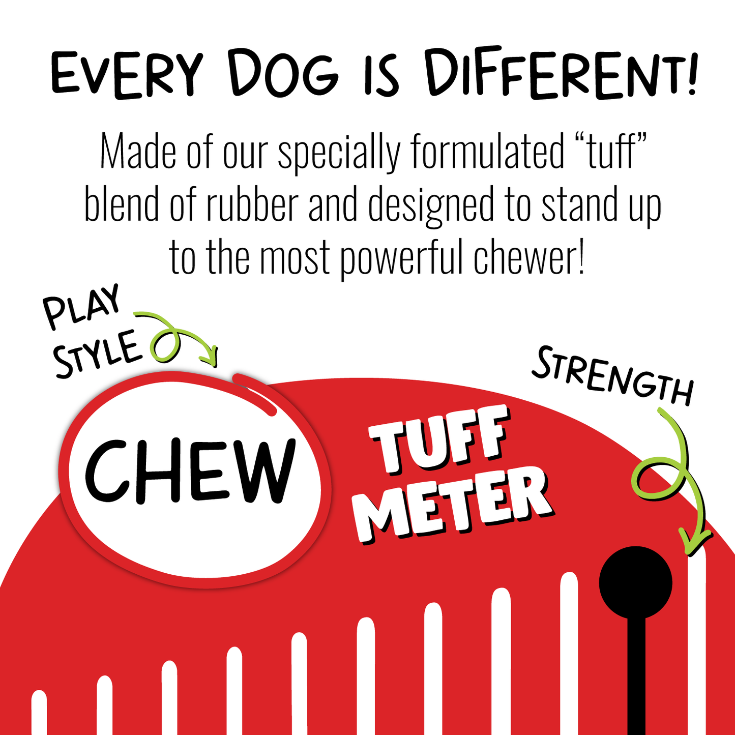 Jolly Tuff Teeter for dogs made of durable rubber, perfect for strong chewers and interactive playtime