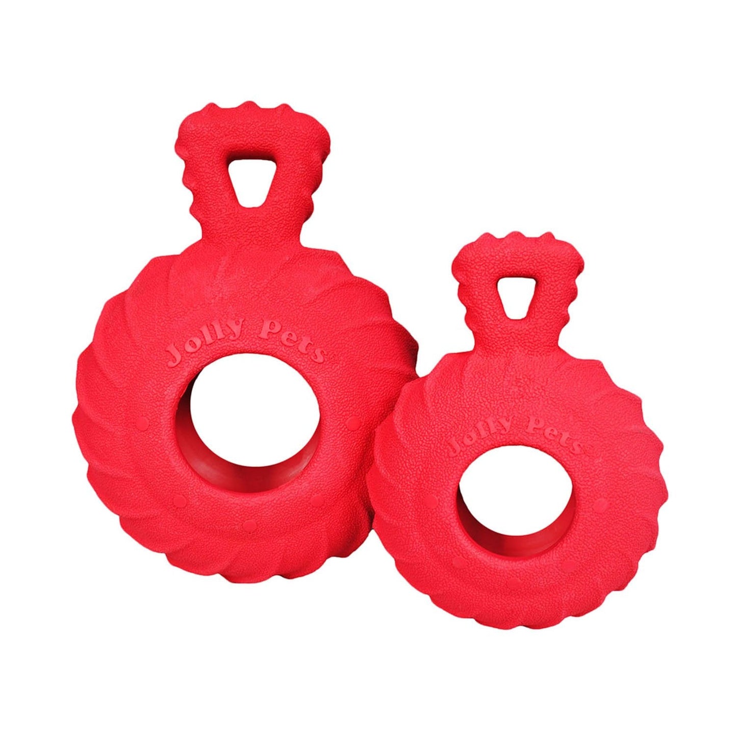 Jolly Tuff Treader dog toy in red, durable design for fun and interactive playtime with your pet