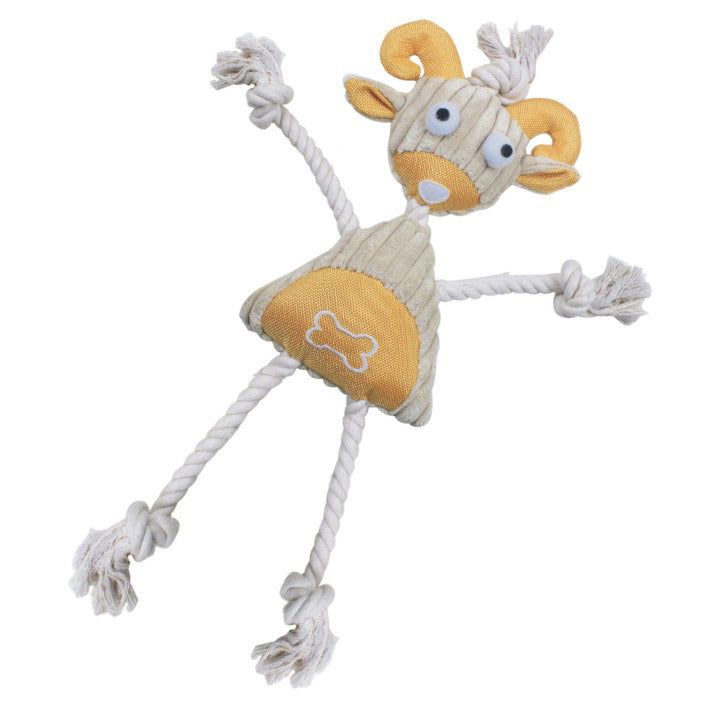 PawCounter.com jute rope dog toy shaped like a moose with knotted rope legs and arms
