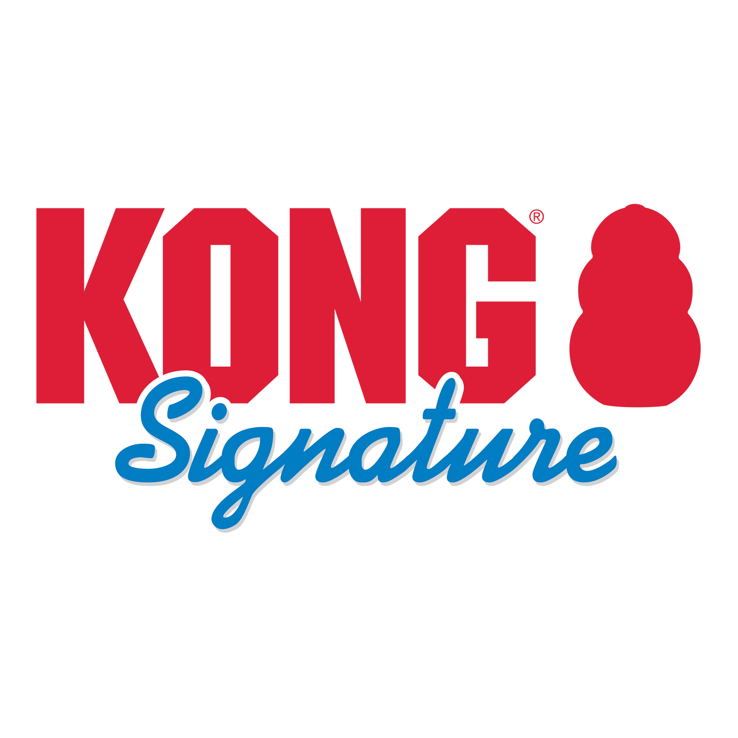 Kong Signature Stick dog toy logo in red and blue from The Family Pet