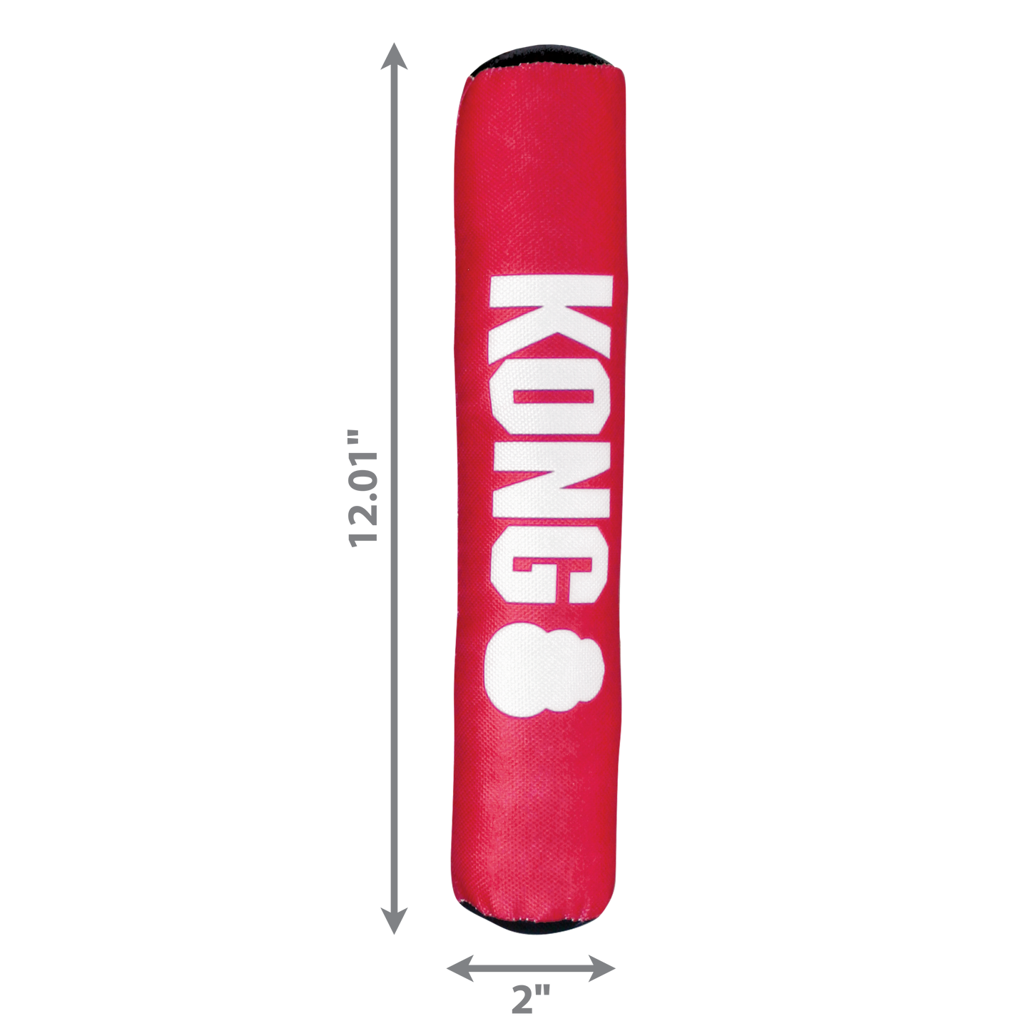 Red Kong Signature Stick dog toy measuring 12 inches long and 2 inches wide for durable dog play
