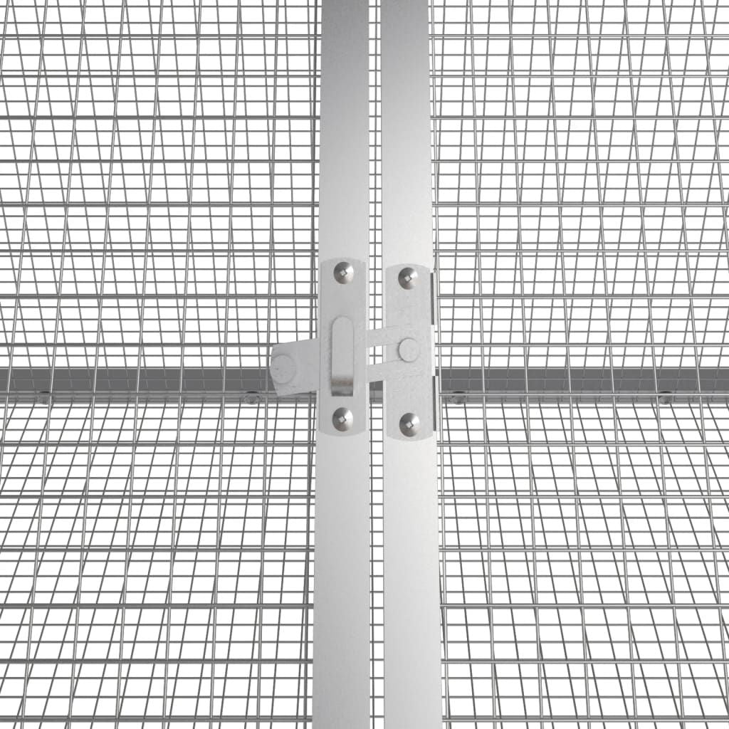 Close-up view of latch and wire grid on large rabbit cage galvanized steel for secure pet enclosure
