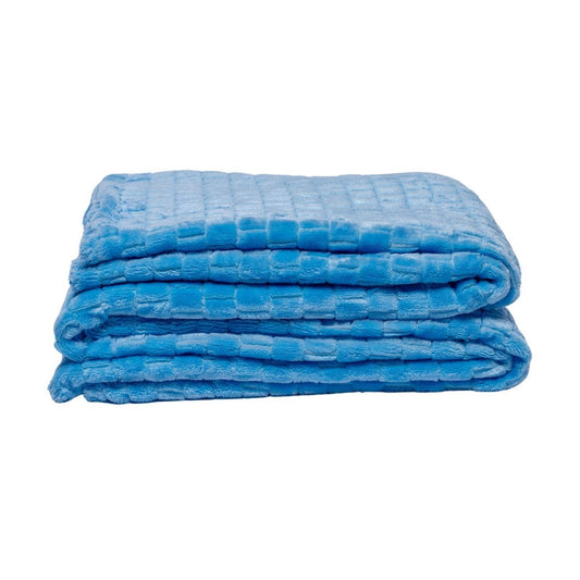 Soft and cozy blue luxury sherpa pet blanket perfect for keeping your pet warm and comfortable