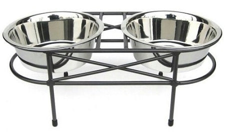 Mesh Elevated Double Dog Bowl - Small/White PawCounter.com
