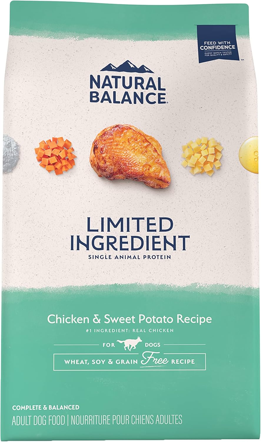Natural balance limited ingredient dog food chicken and sweet potato recipe adult dry dog food bag