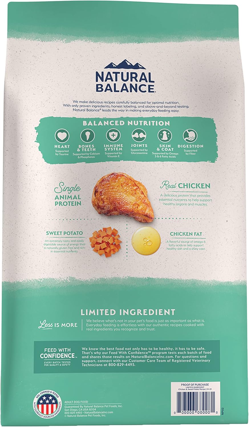 The Family Pet natural balance limited ingredient dog food bag with real chicken and sweet potato