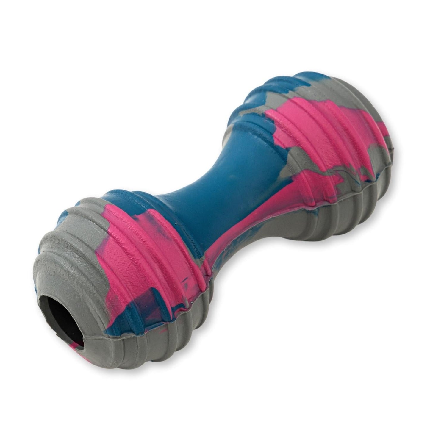 American Pet Supplies natural rubber dog chew toy in blue pink and gray for durable pet play