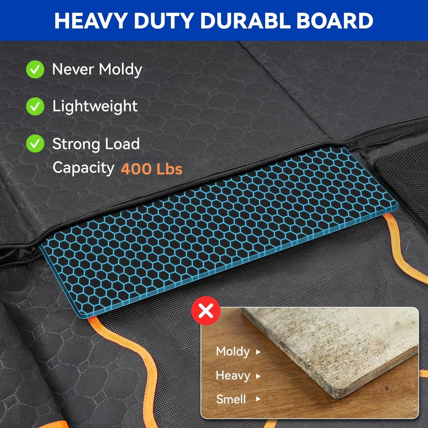 themiraclebrands heavy duty dog car seat cover showing black quilted cover with honeycomb support board and 400 lb load capacity