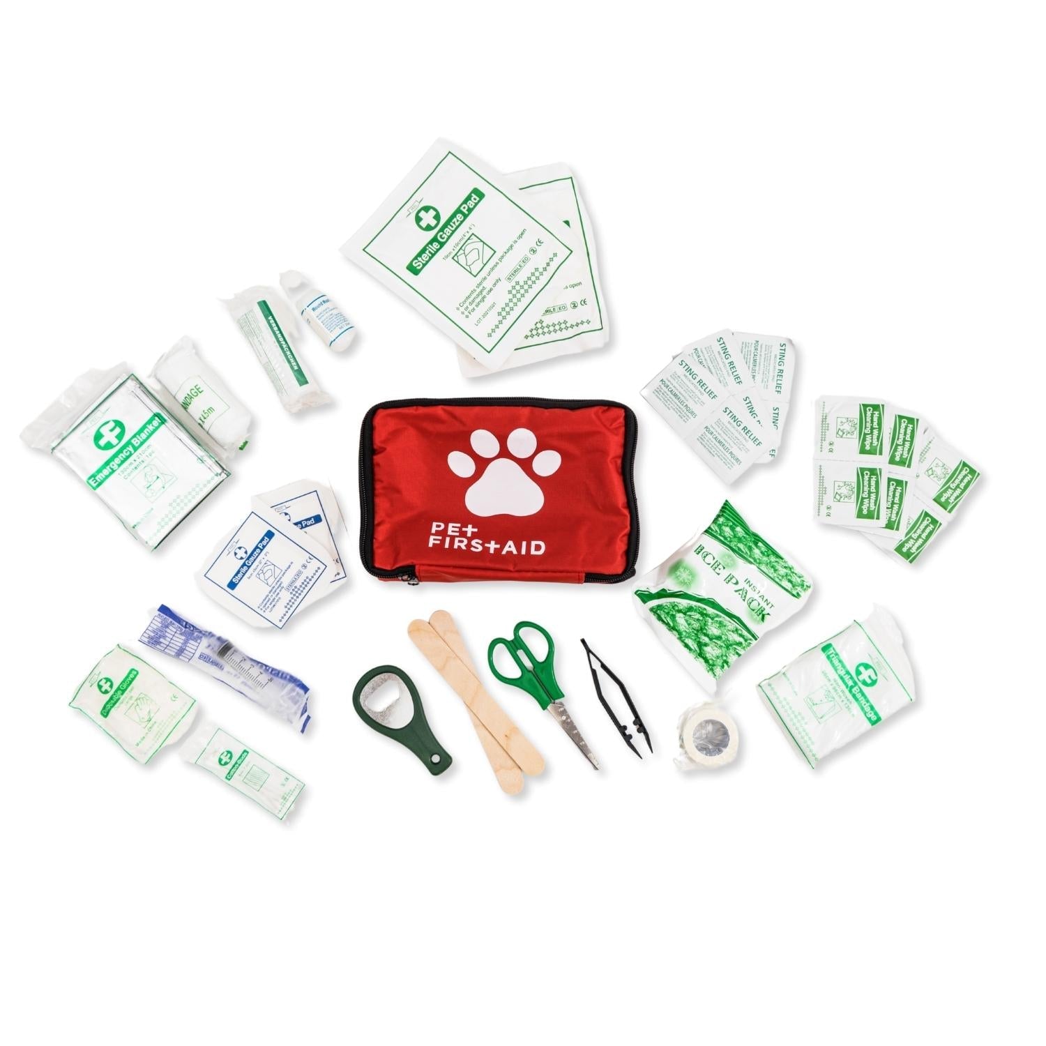 American Pet Supplies pet travel first aid kit with red case and essential first aid items for pets